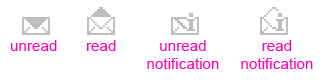 icons showing the status of messages